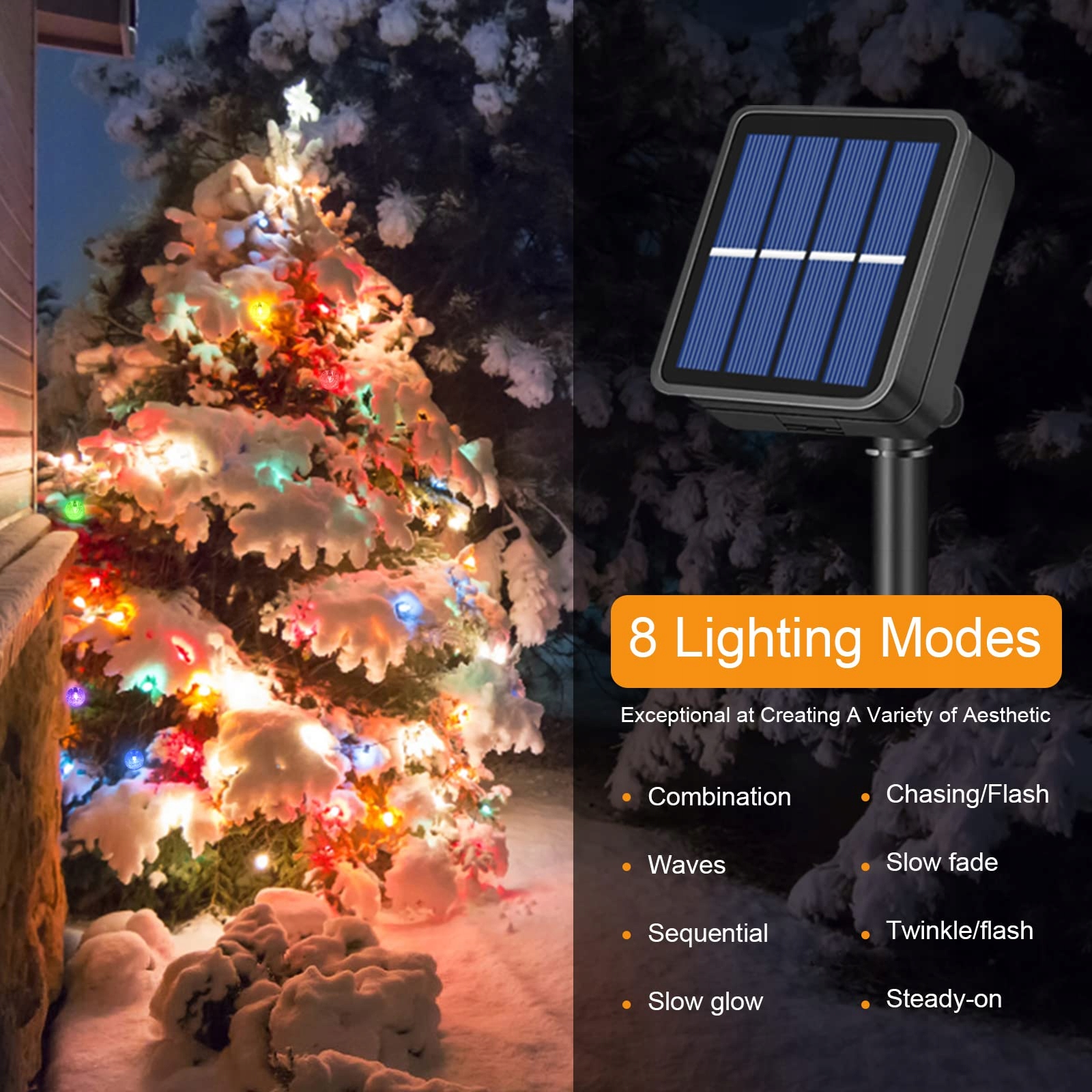 JSDOIN Solarna Girlanda 75M 50LED Wodoodporna na Balkon Ogród 8 Trybów — miniatura 5