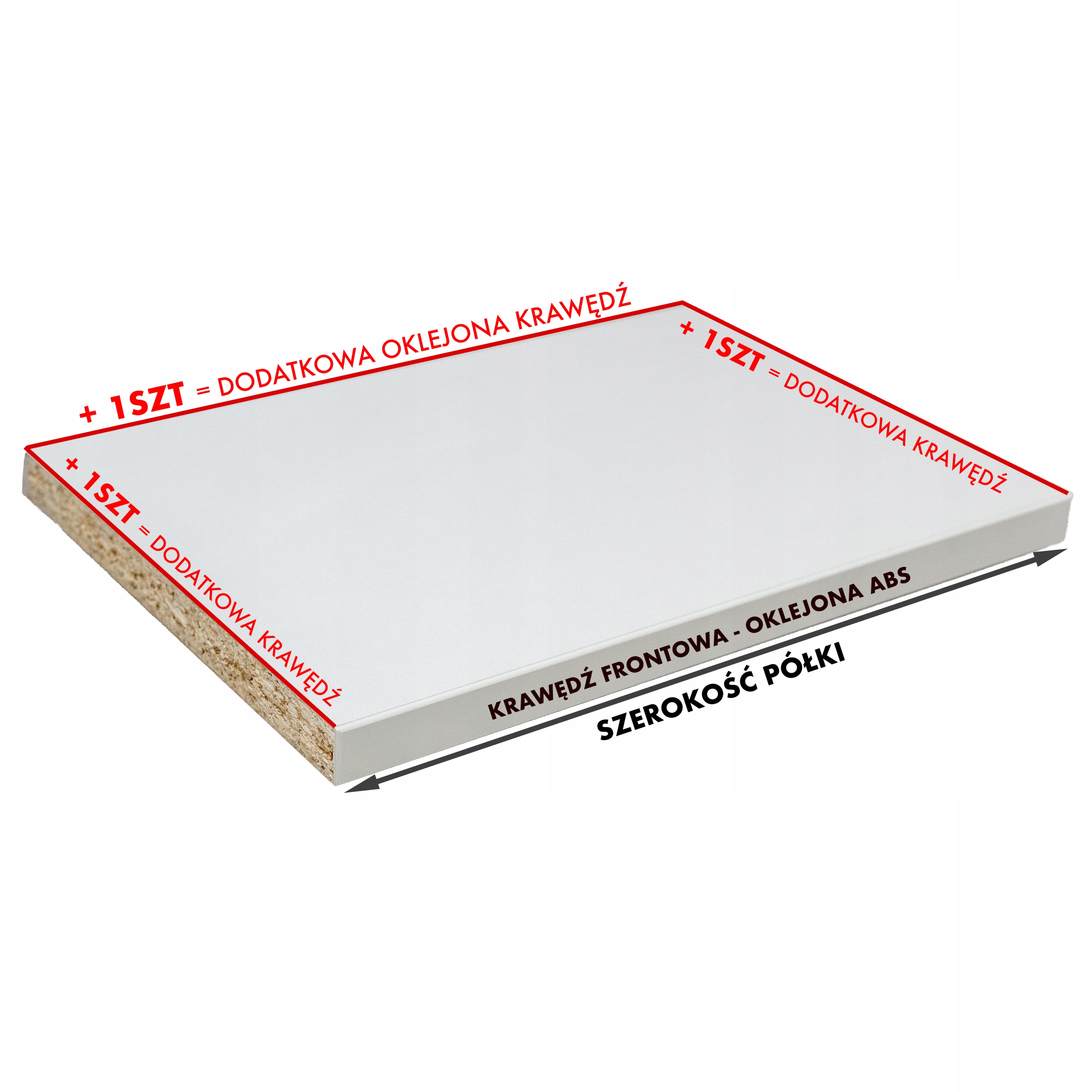 PÓŁKA NA WYMIAR FORMATKA PŁYTA BIAŁA EGGER + CIĘCIE GRATIS Kolor mebla biały