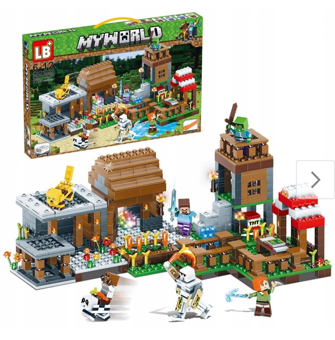 KLOCKI MINECRAFT 778EL MY WORLD DUŻA WIOSKA LED