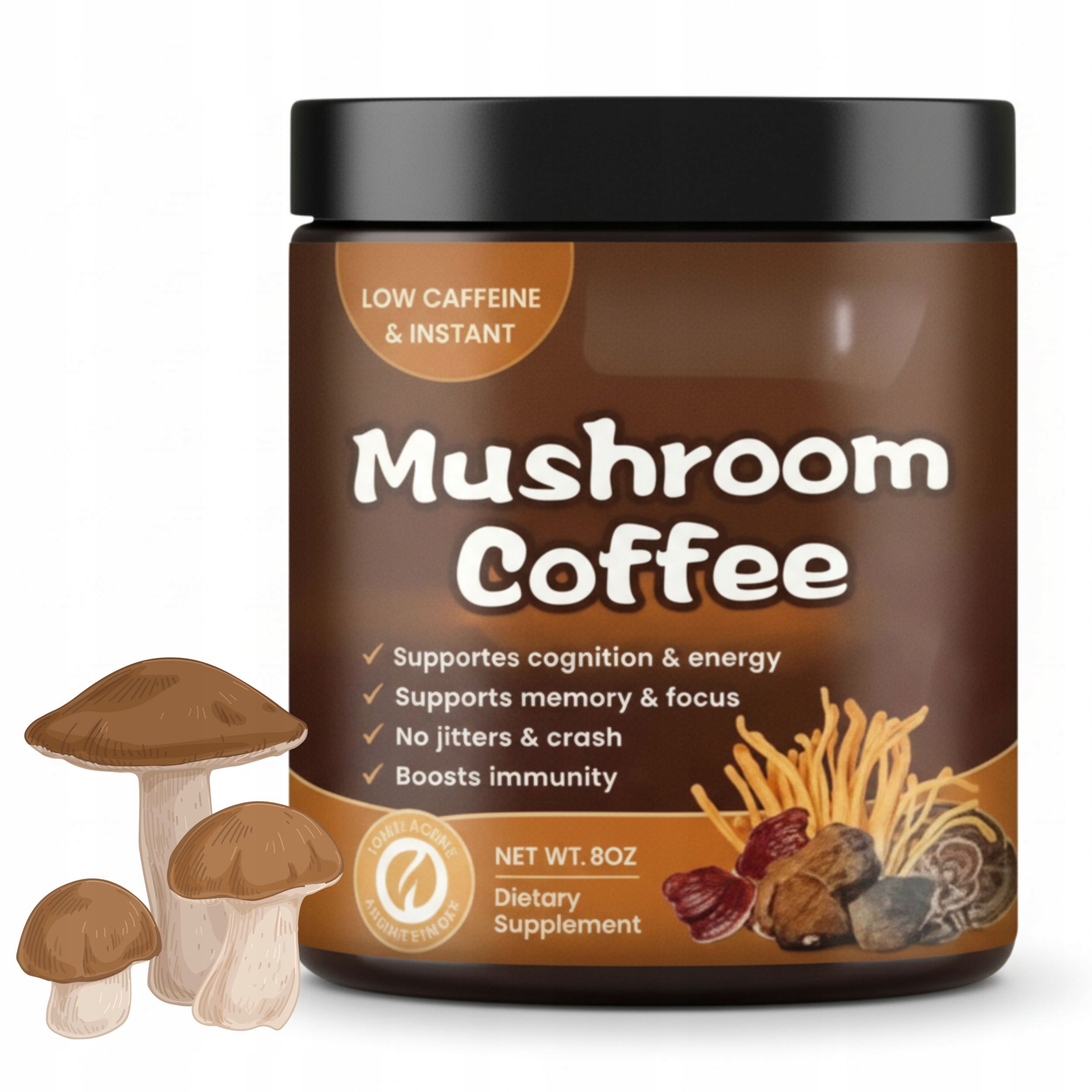 Kawa Rozpuszczalna Grzybowa MUSHROOM 10 Grzybów Proteiny Błonnik 180 GRAM