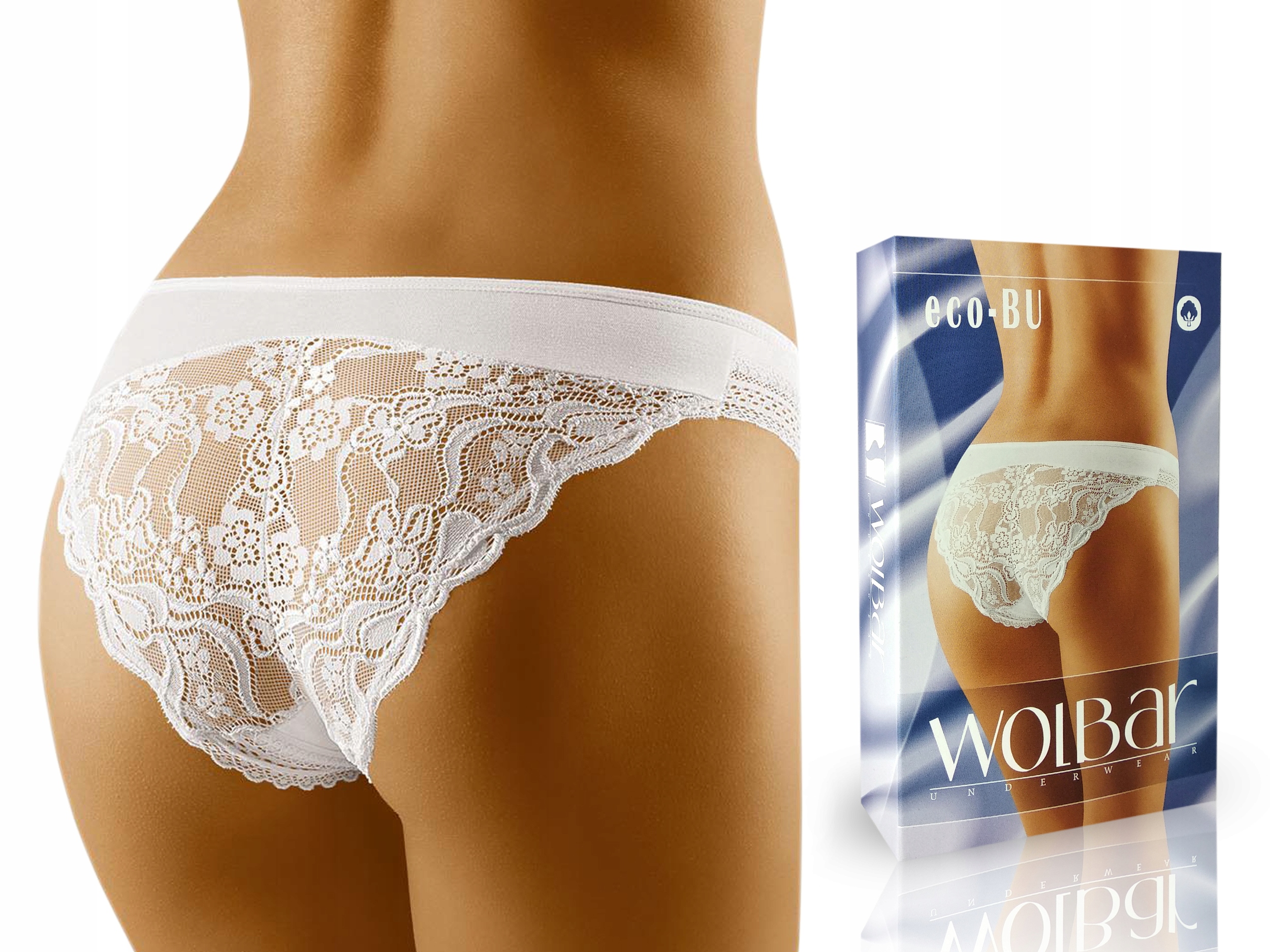 

Figi Koronkowe Wolbar Eco-Bu bawełna Białe S