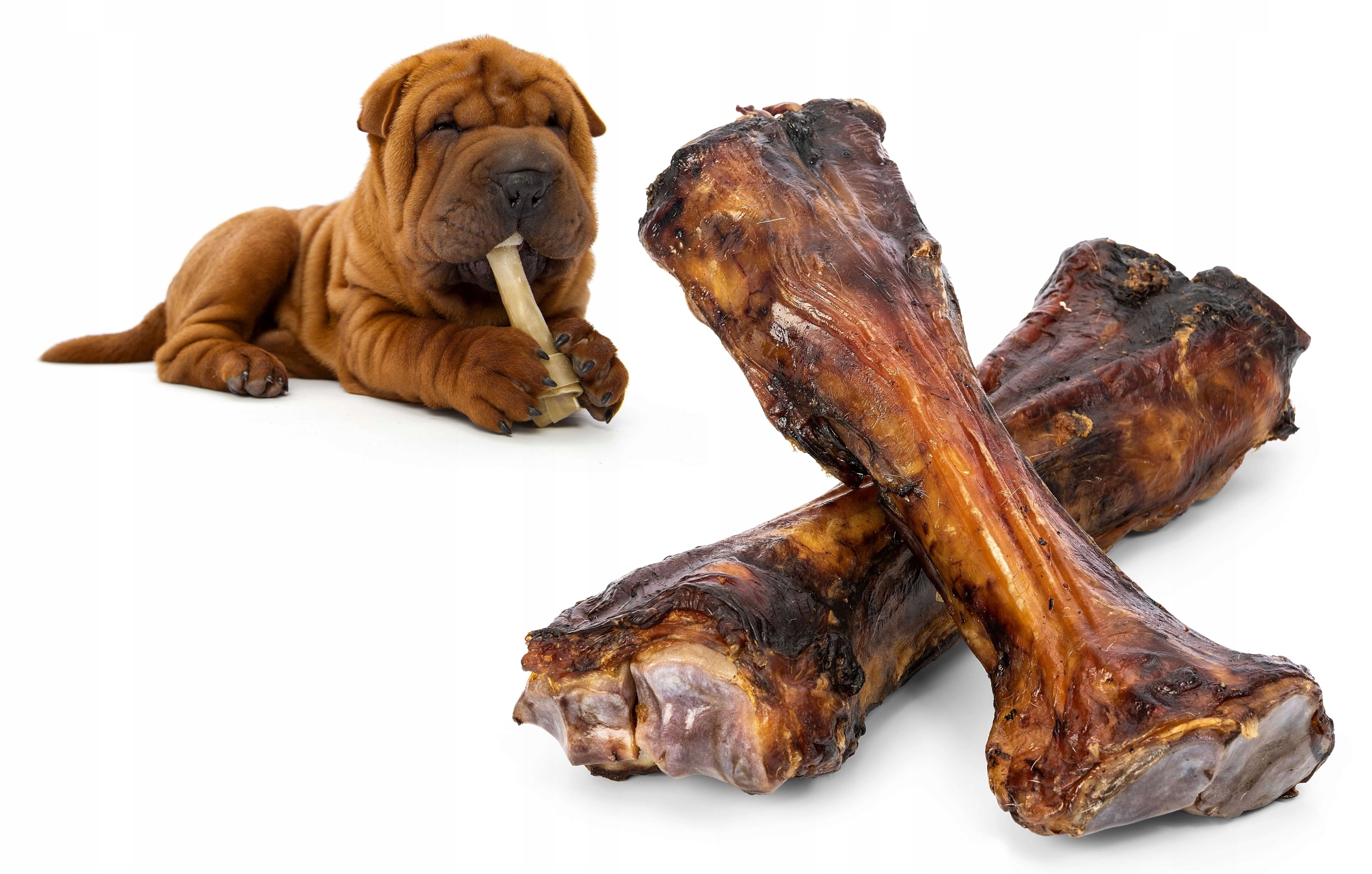 Velká hovězí kost s masem pro psa, přírodní kousátko, sušená pamlsek, 10 ks