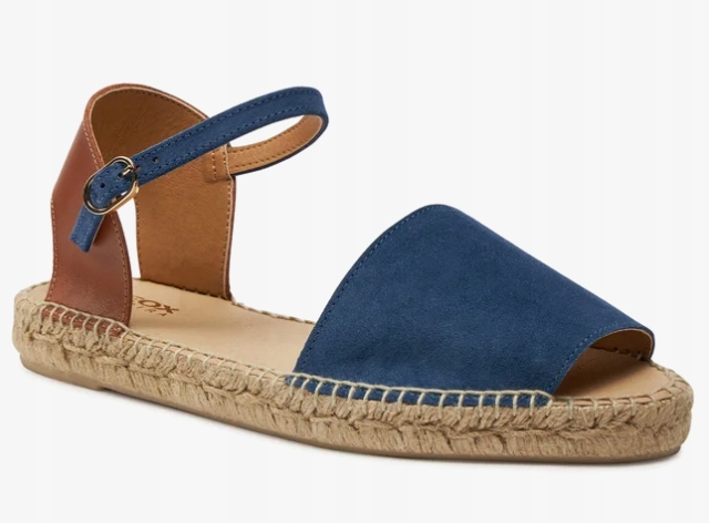 Geox Dámské Kožené Ploché Pohodlné Espadrilky Modré 38 Jkd