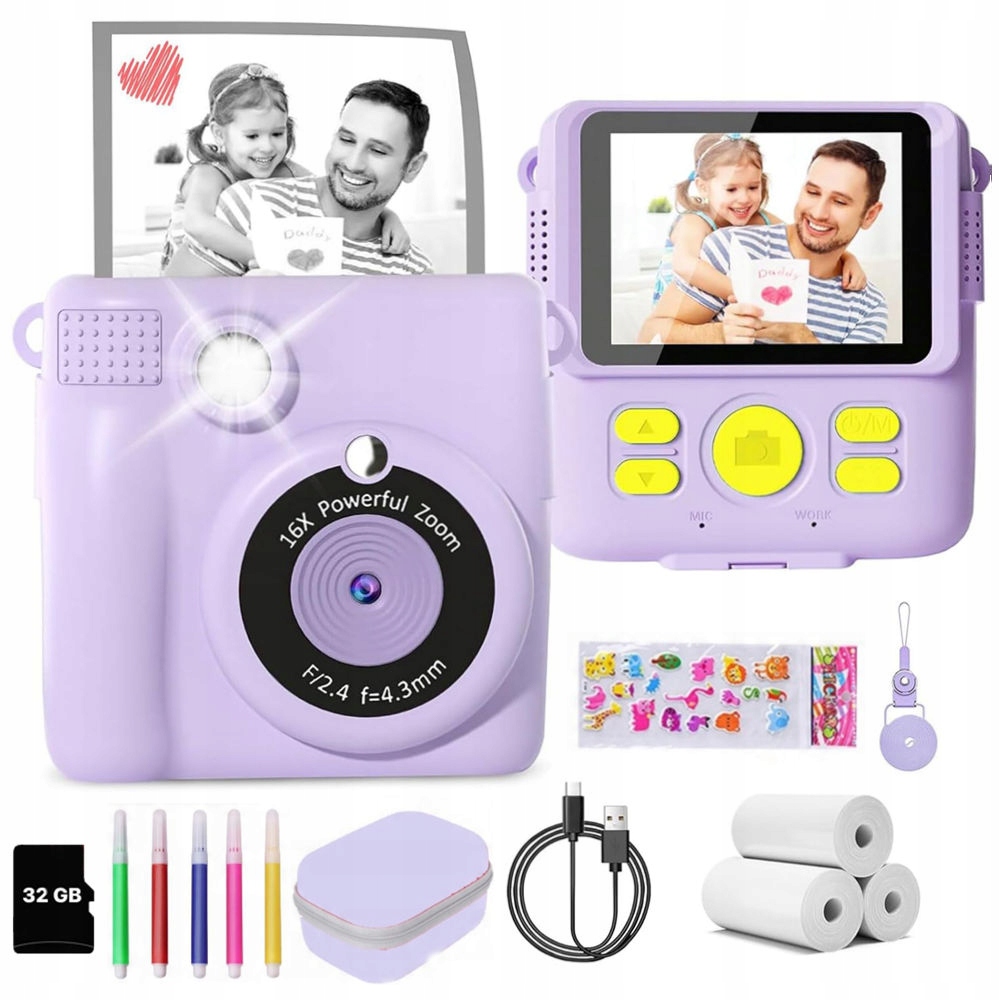 Mini Tiskárna Termálního Tisku Instantní Fotoaparát Pro Děti a 3 Rolek