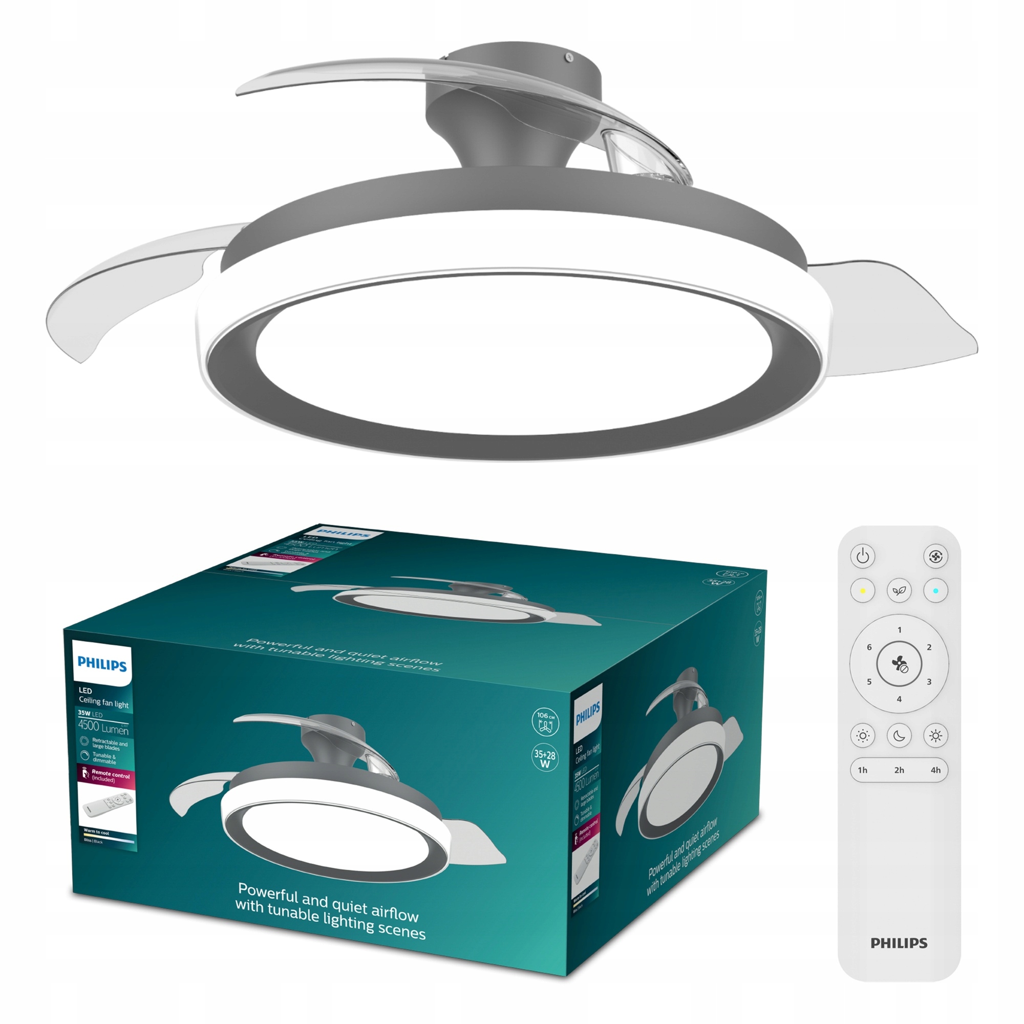 Led Stropná Lampa S Vetrákom Stropný Ventilátor 106 cm Cct Bliss Philips