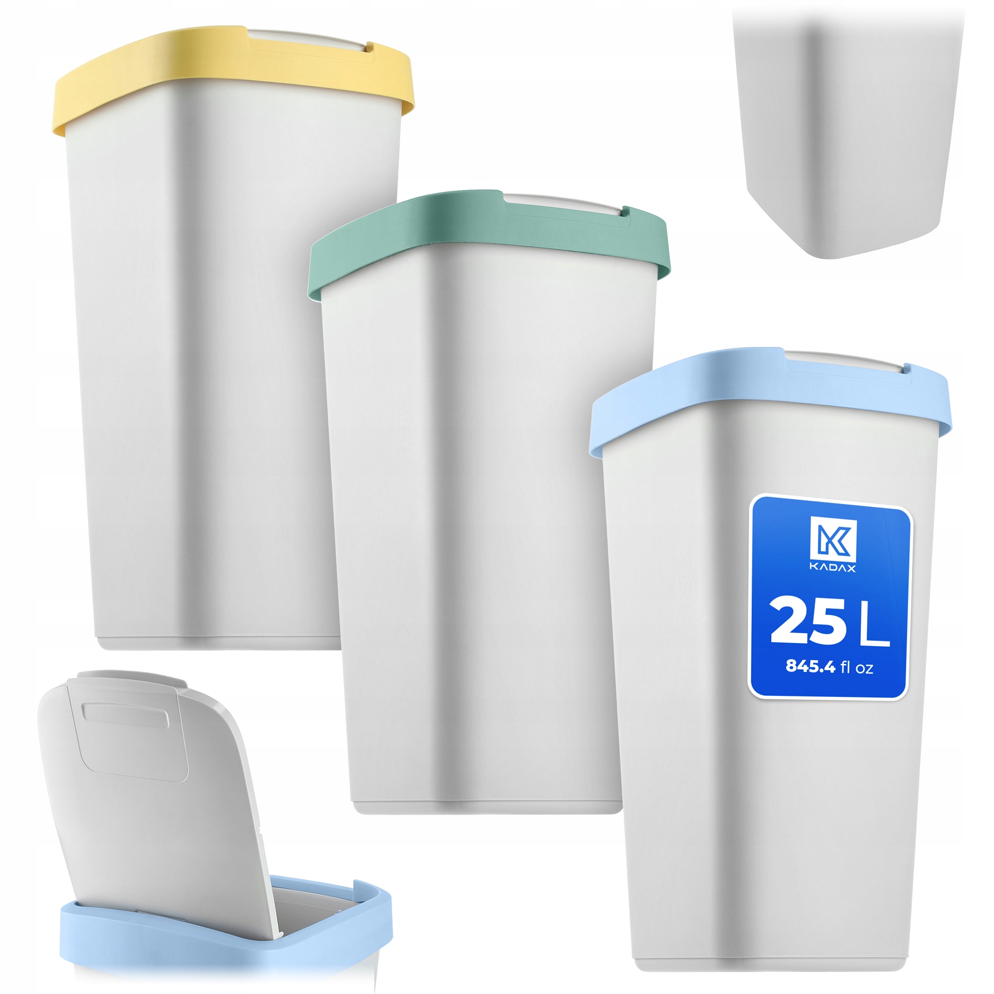 Levně 3x Odpadkový Koš 25L Nádoba Na Třídění Odpadu Koše Sada Košů