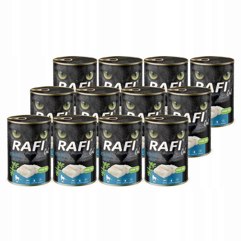Levně Mokré krmivo pro kočky Rafi Cat Adult s treskou, sada 12 x 400 g