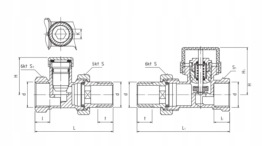 Komplet termostatyczny prosty z blokadą nastawy Marka Perfexim