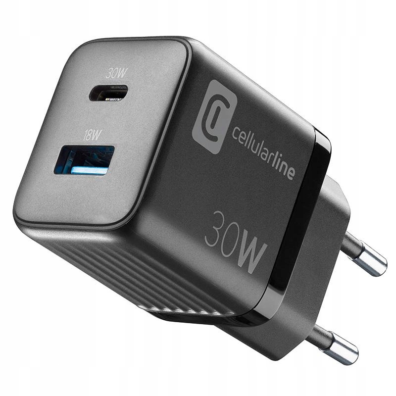 Síťová nabíječka Cellularline MultiPower GaN Usb-c & Usb-a Pd 30W