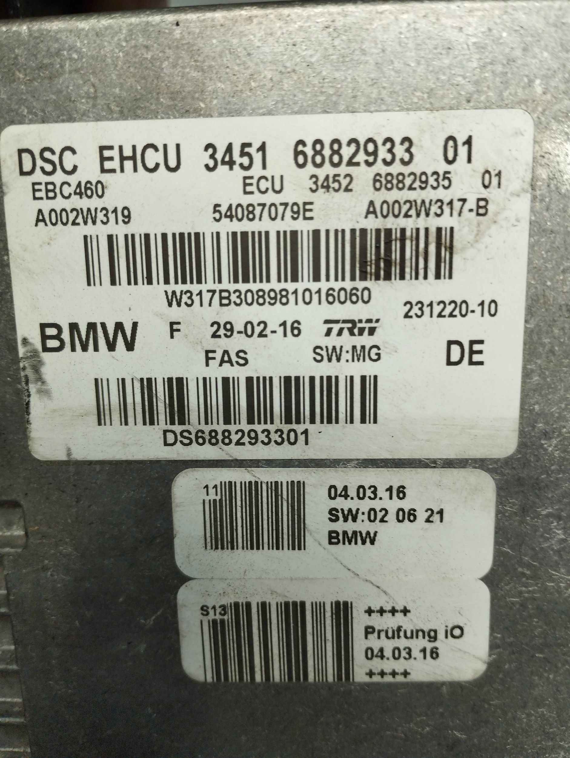 BMW 7 G11 pump control unit ABS 6882933