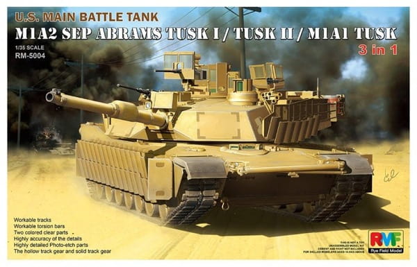 M1A2 Sep Abrams Tusk 1/2/M1A1 1:35 Rye Field Model 5004