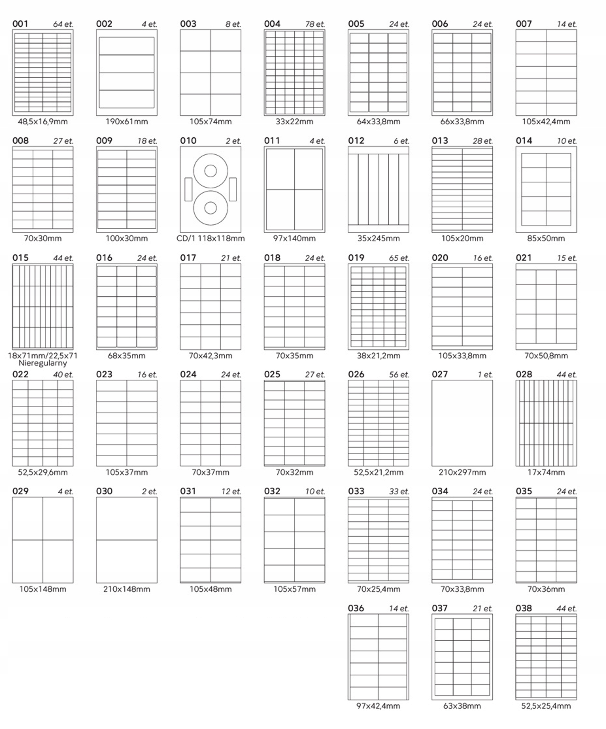 Etykiety samoprzylepne papierowe białe Emerson A4 210 x 297 nr 27 100ark EAN (GTIN) 5902178063984