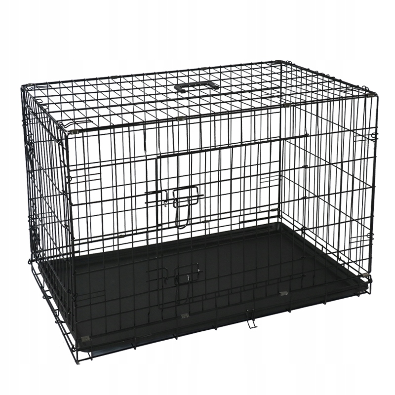 Klatka kennelowa dla psa dwudrzwiowa metalowa składana XL Prawa 106x71x77