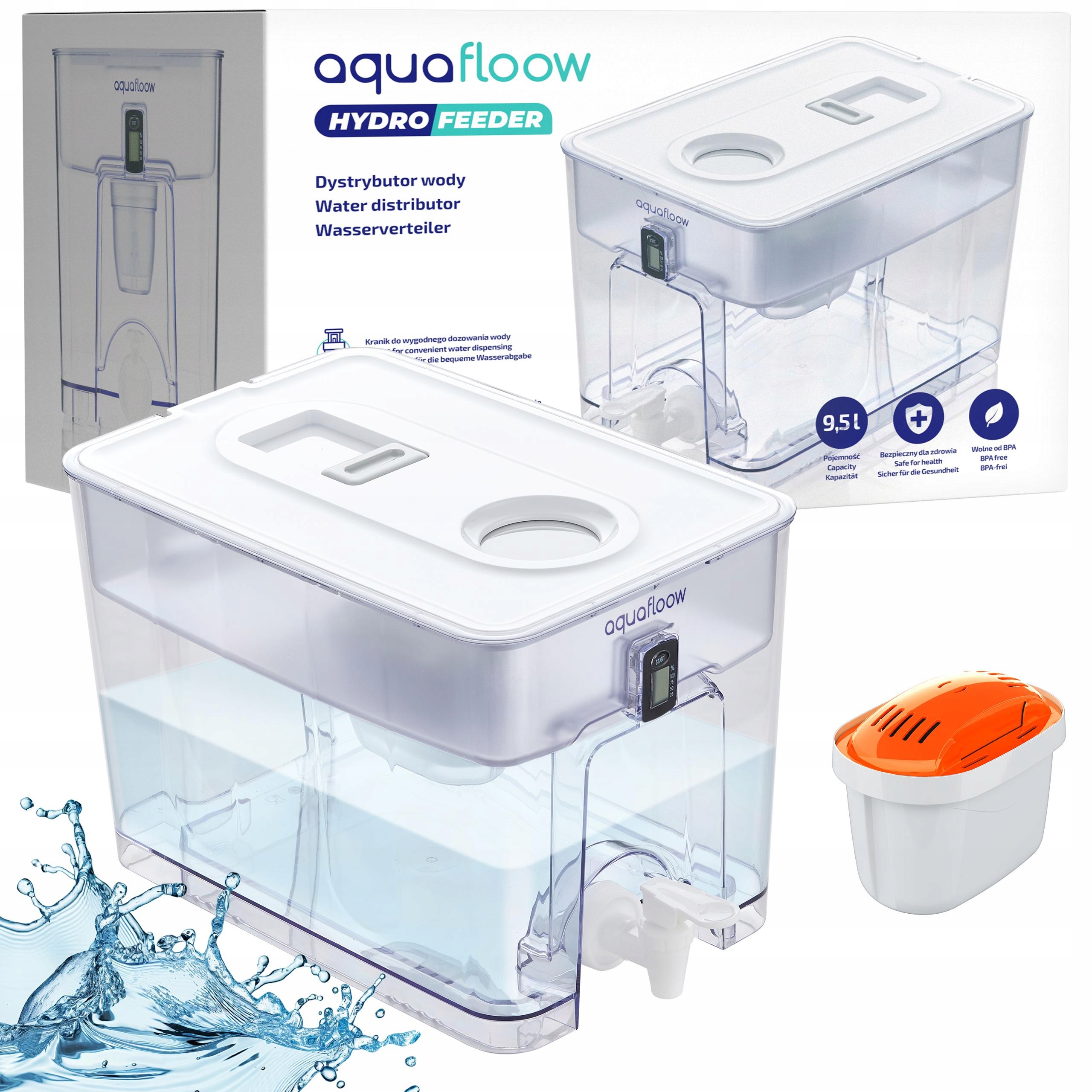 Filtrační konvice AquaFloow XL 9,5 l filtr na tvrdou vodu MaxiHard
