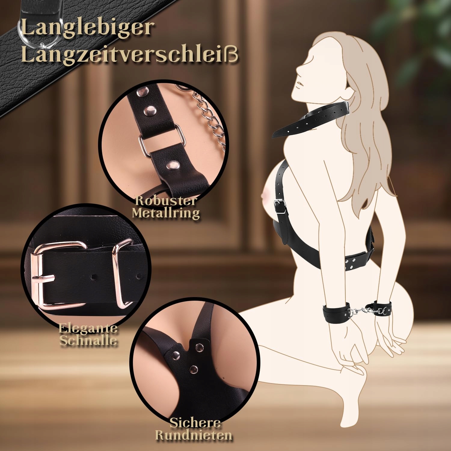 BONDAGE Zestaw BDSM Bielizna Dla Par Kajdanki Opaska Na Oczy — miniatura 2