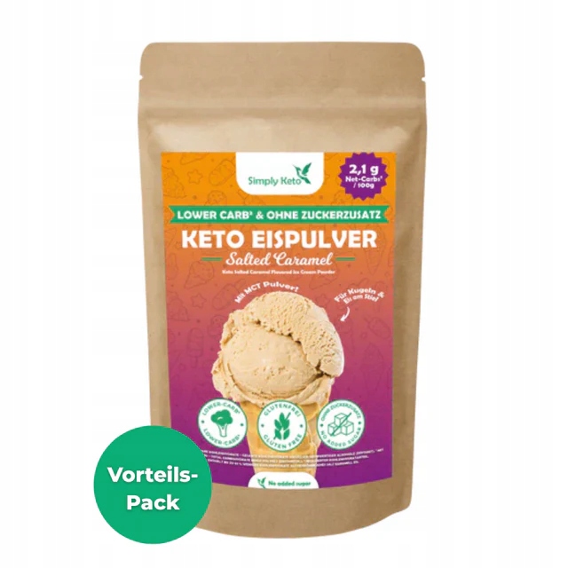 Nízkonákladová a keto zmrzlina s Mct olejem a příchutí Slaný karamel 500 g Simply Keto