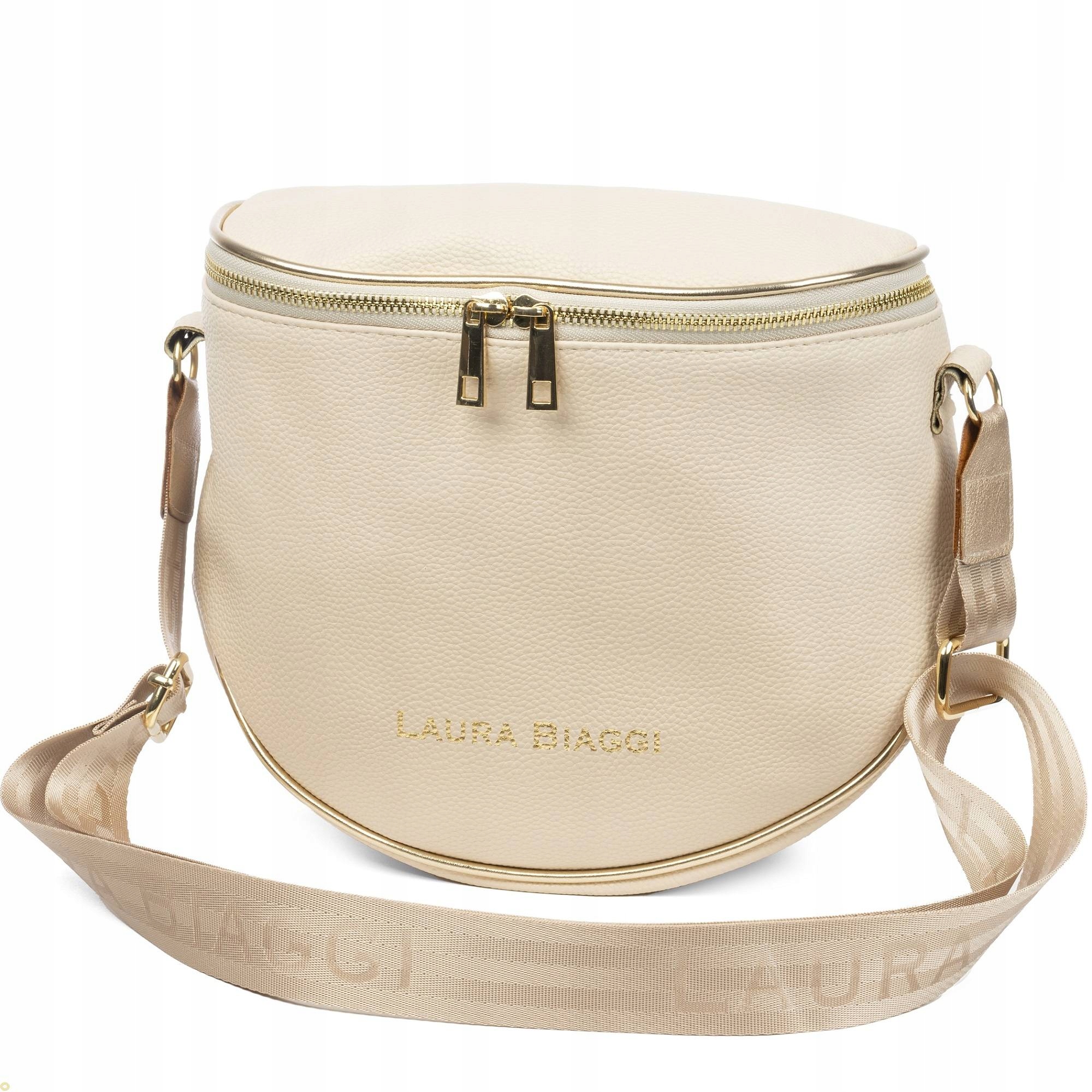 Módní dámská kabelka Laura Biaggi kabelka přes rameno béžová s logem shopper