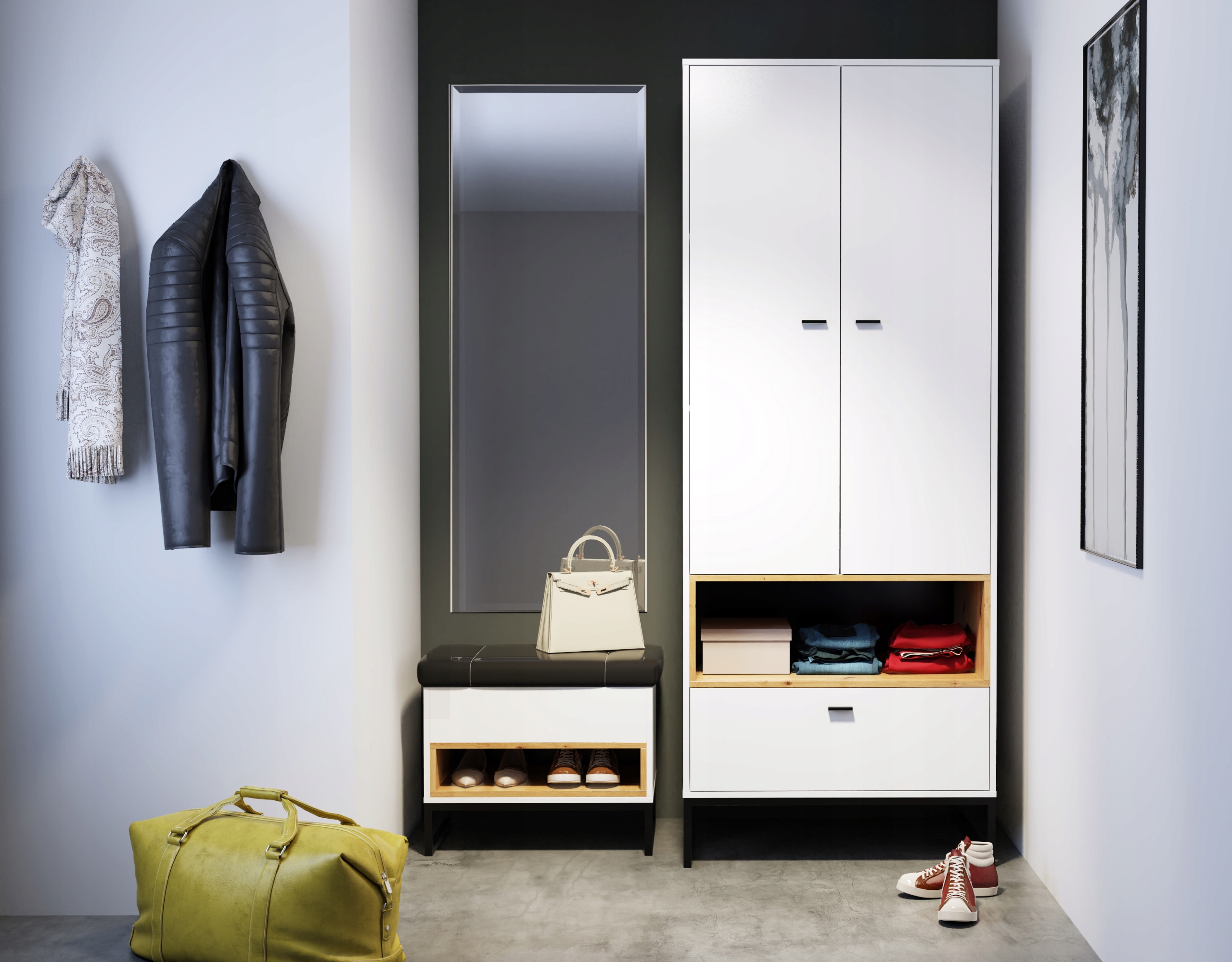 Kufer z pojemnikiem i siedziskiem MODERN dwa kol Materiał obicia skóra sztuczna