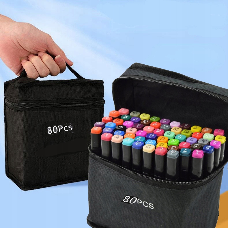 ZESTAW FLAMASTRÓW DWUSTRONNYCH W ETUI 80szt MARKER Bohater / Bajka brak