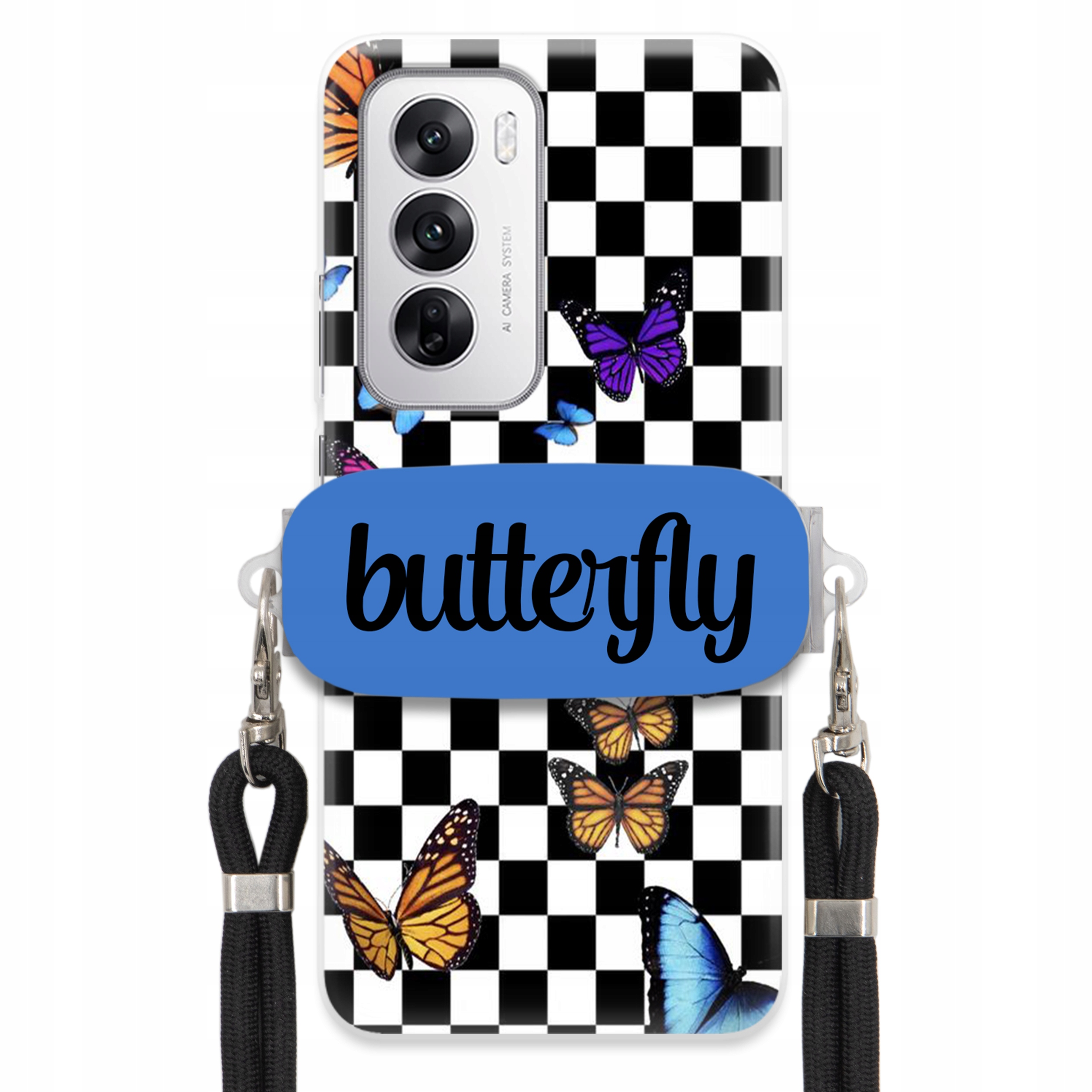 Pouzdro Pro Oppo Reno 12 5G Case Obdélníkový Držák Vodítko Butterfly Motýli