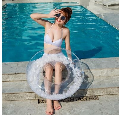 KOŁO DMUCHANE DO PŁYWANIA DZIECI BASEN PIÓRKA 65cm Model KOŁO Z PIÓRAMI