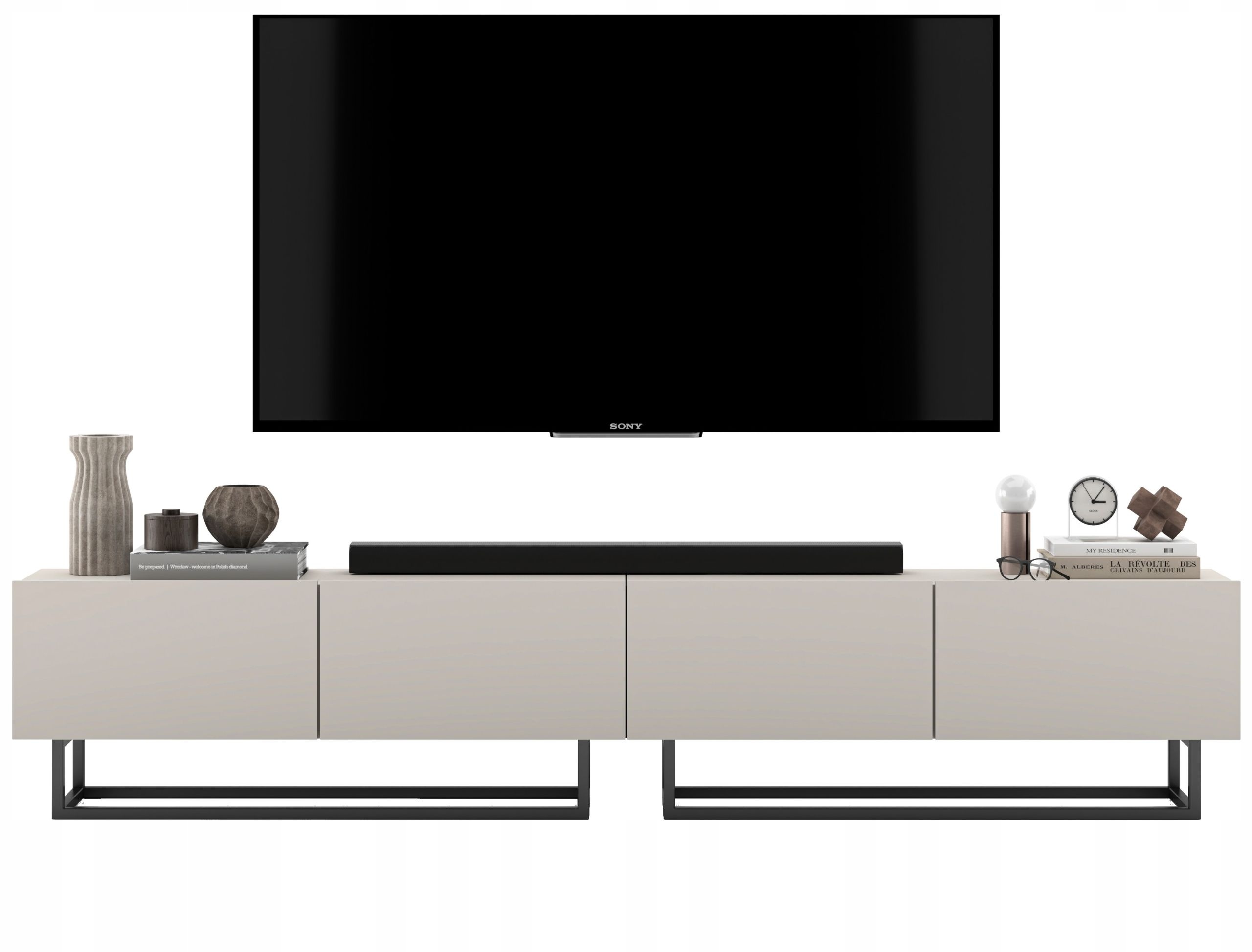 SZAFKA RTV LOFT INDUSTRIALNA KOMODA KASZMIR MAT RAMA METALOWA 240 CM