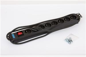 19" 8xCZ zás. vypínač, 3x1.5mm 2m kab. Cz-de, RAL9005 RAB-PD-X03-A1
