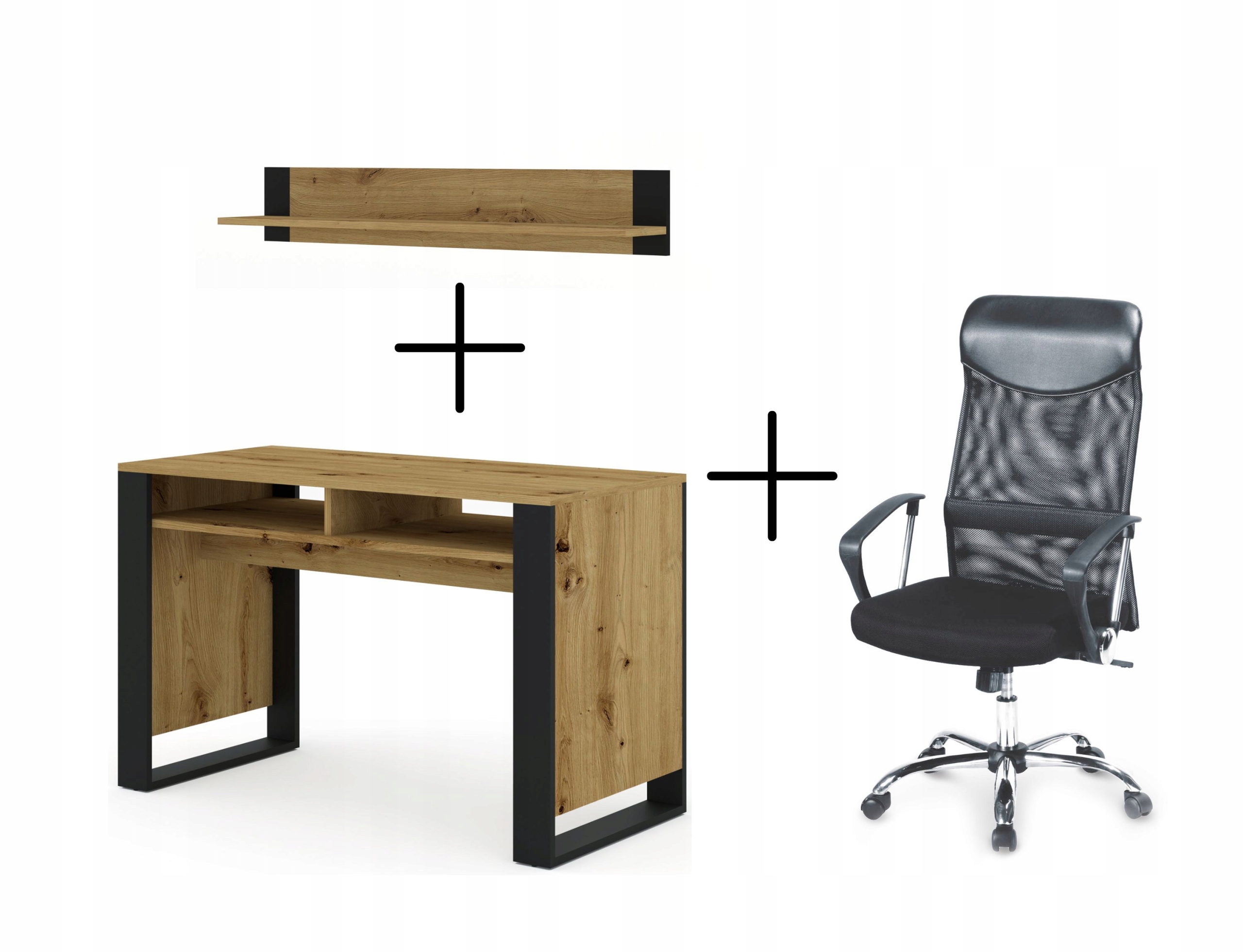 Psací stůl Mondi 120x55x75 cm dub artisan křeslo Vire police Mondi