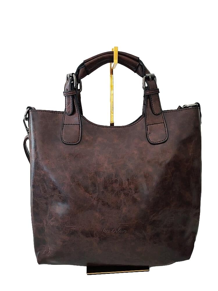 Ines Delaure kabelka shopper tmavě hnědá