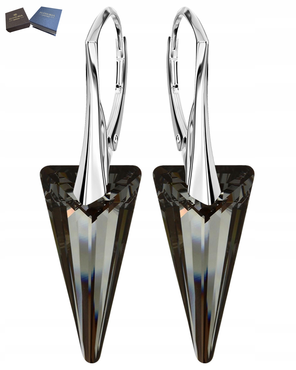 Stříbrné Náušnice Visací Anglické Zapínání Krystaly jako Dárek Dlouhé