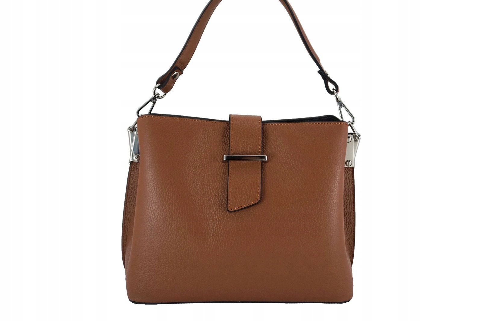 Módní dámská kabelka typu kufřík kožená Hnědá světlá