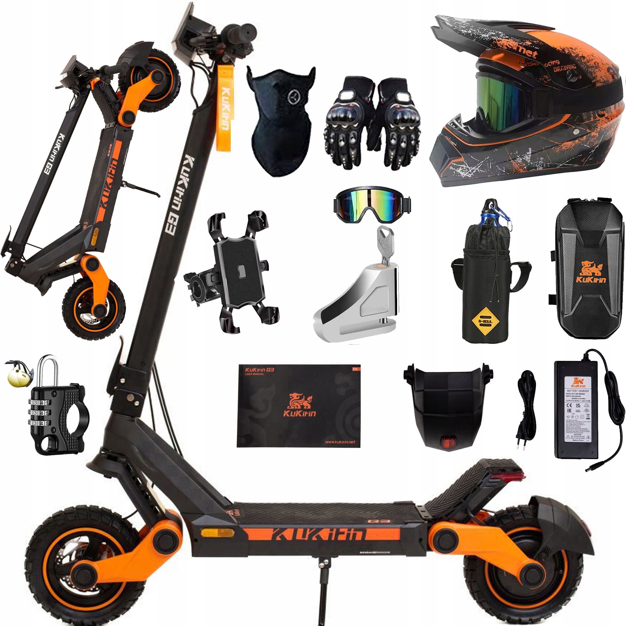 Skládací elektrické vozidlo KuKirin G3 1450W 52V 18,2AH 50km/h 63km 10" Pl