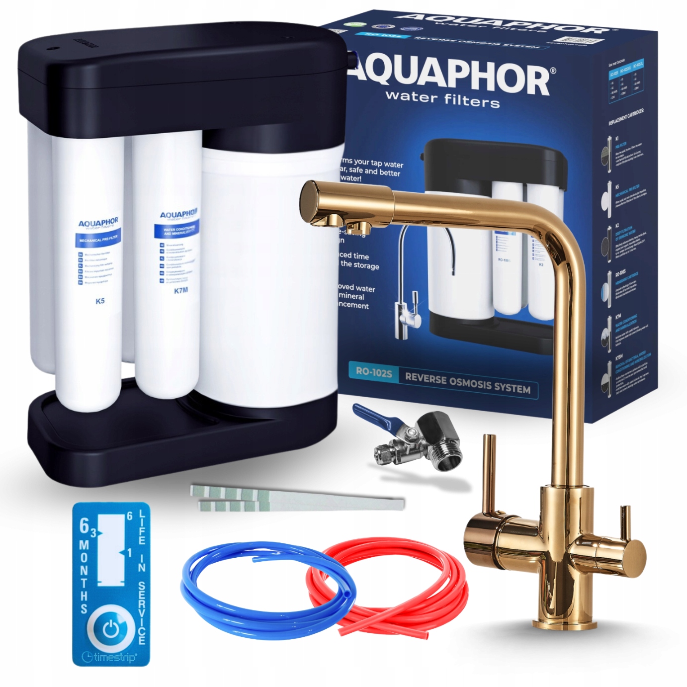 Trojcestná Kuchynská Batéria Zo Zlata A Filter Reverznej Osmózy Aquaphor Morion