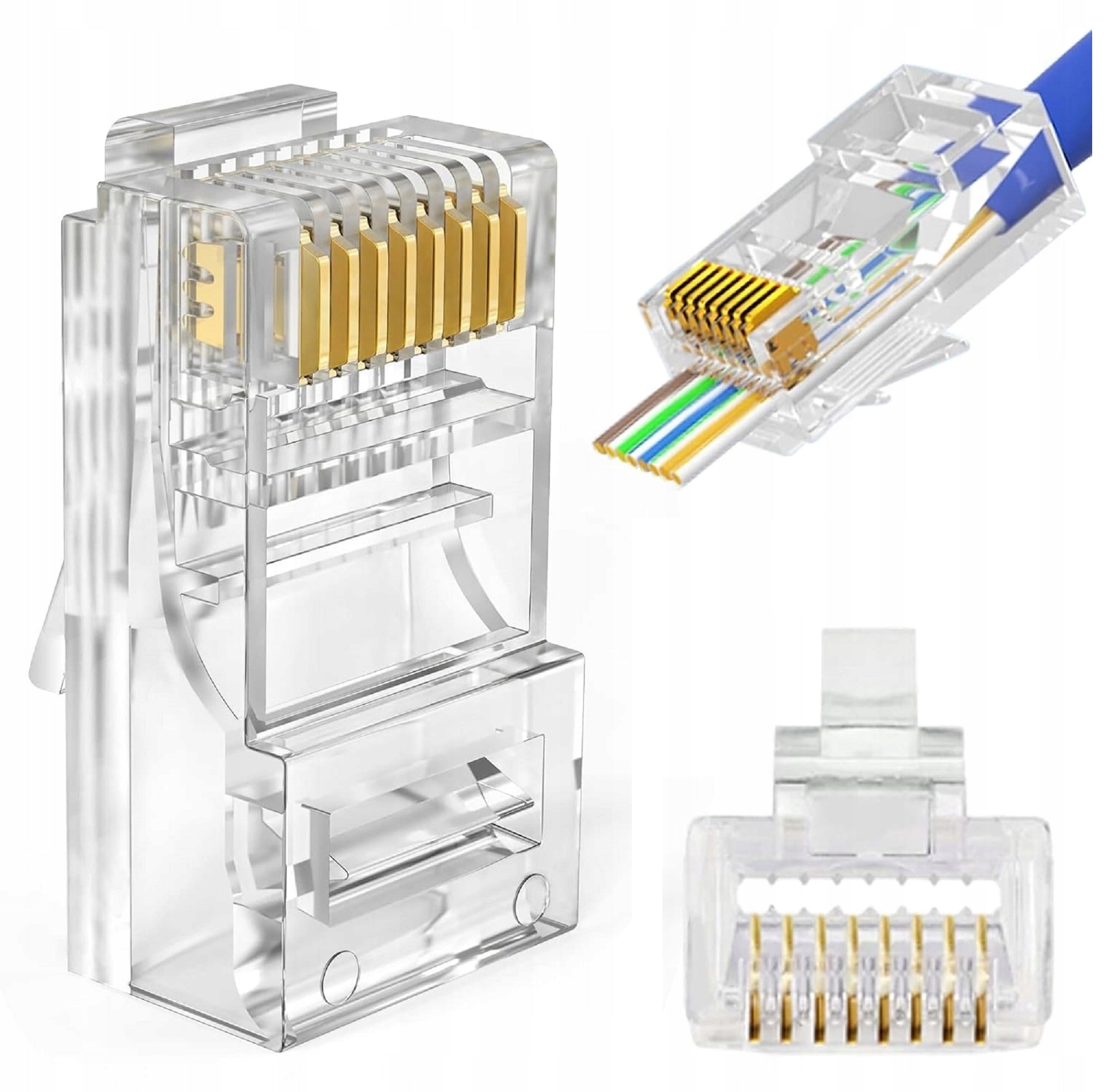 50xKOŃCÓWKI WTYKI RJ45 50x KOŃCÓWKA WTYK RJ 45 RJ-45 DO KABLA SIECIOWEGO