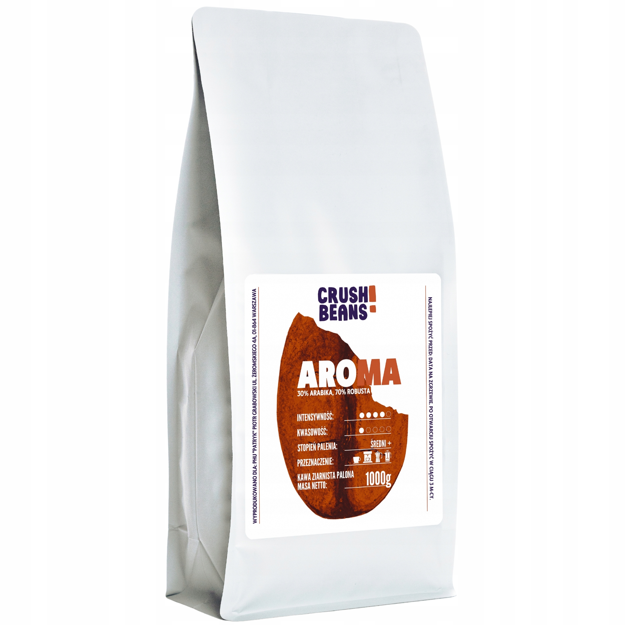 Levně Mletá káva 1 kg Aroma Crush Beans, čerstvě pražená