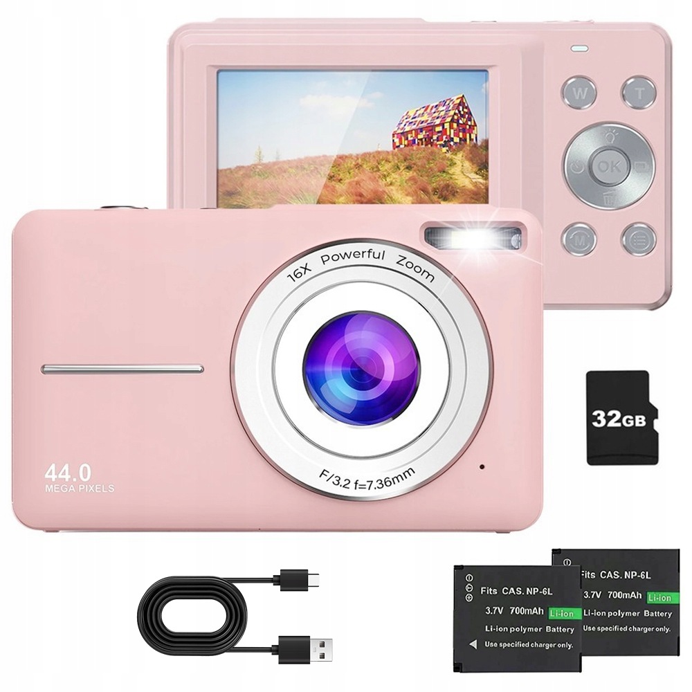 Digitální fotoaparát 1080P 44MP s režimem sériového snímání a časovačem