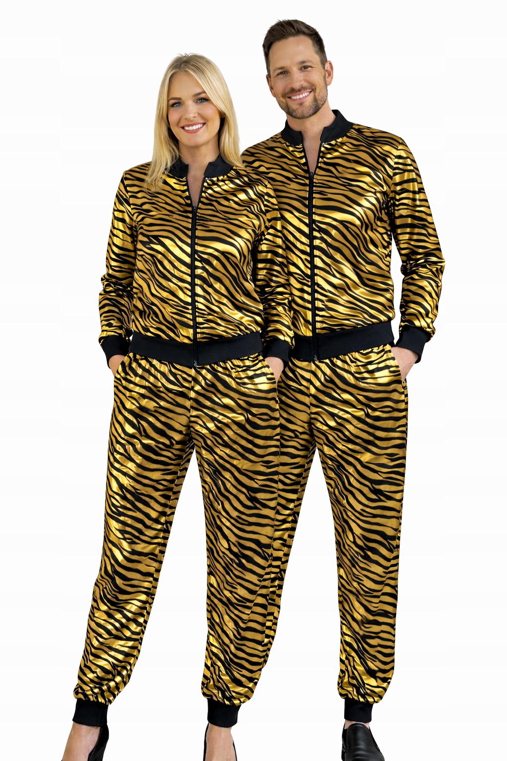 Dresové Kalhoty Zlaté Tiger Karneval Párty Elastické Velikost M