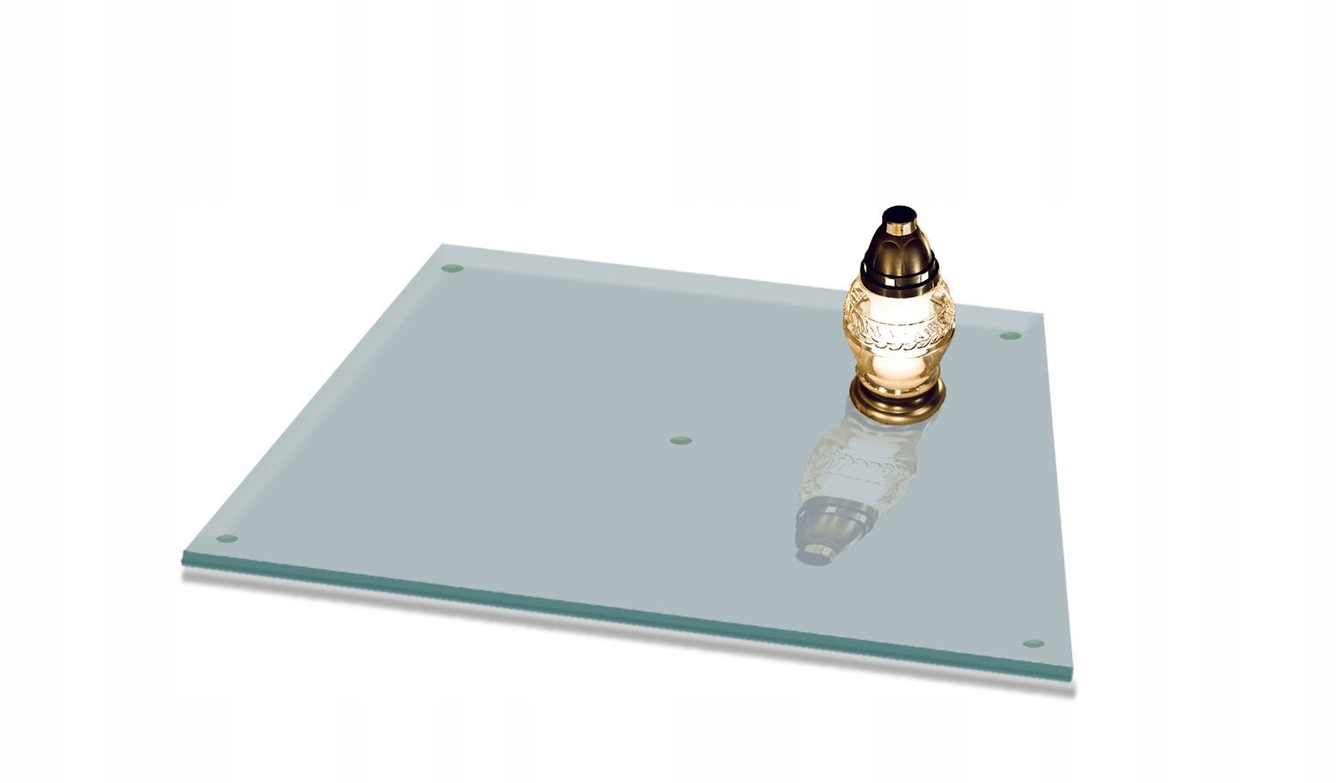 Skleněná Podložka Pod Hřbitovní Svíčka Květiny Kalená 60x52