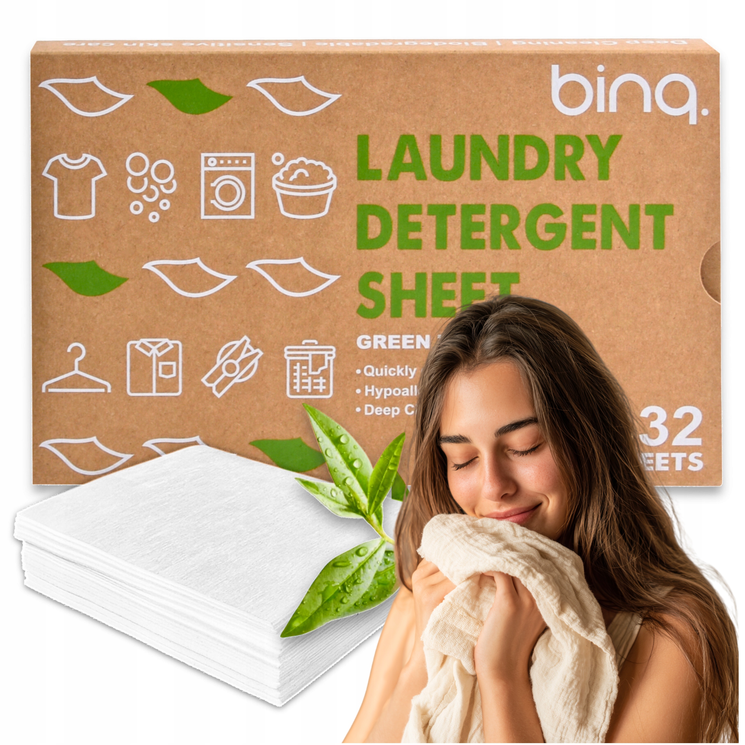 Listki do Prania 32 Prania Ekologiczne Hipoalergiczne Biodegradowalne zeroW