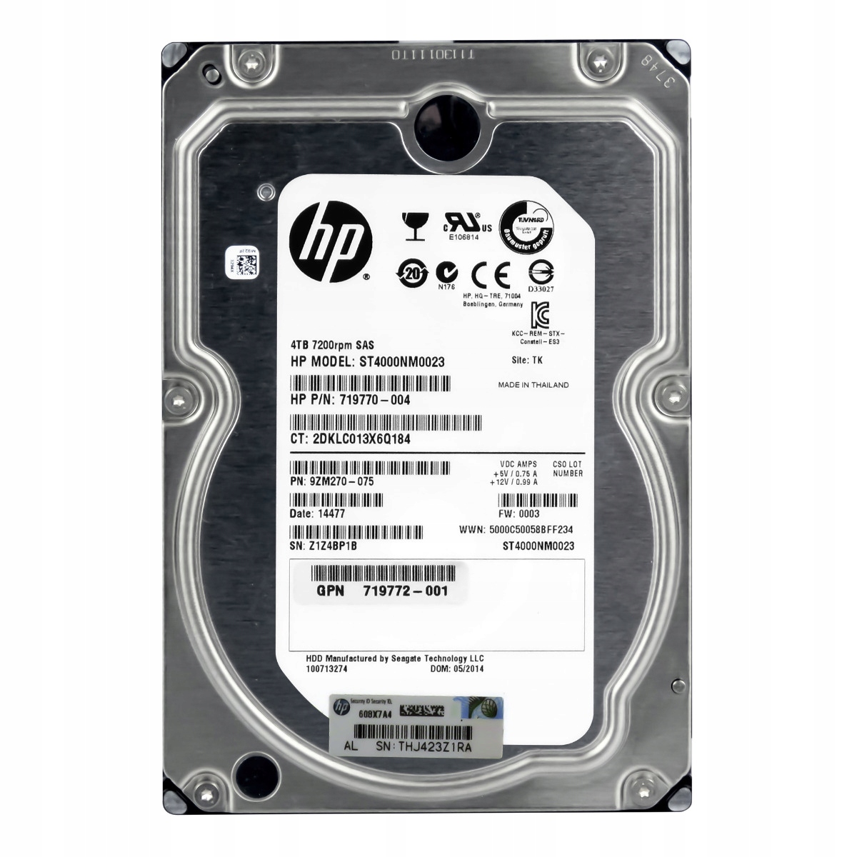 Hp 719770-004 4TB 7.2K 128MB SAS-2 3.5'' ST4000NM0023