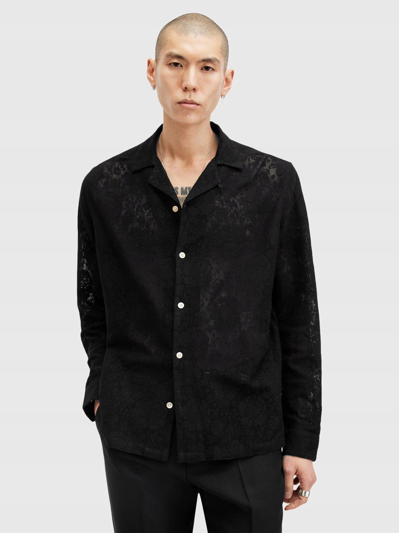 Allsaints Černá Průsvitná Košile Knoflíky (2XL)