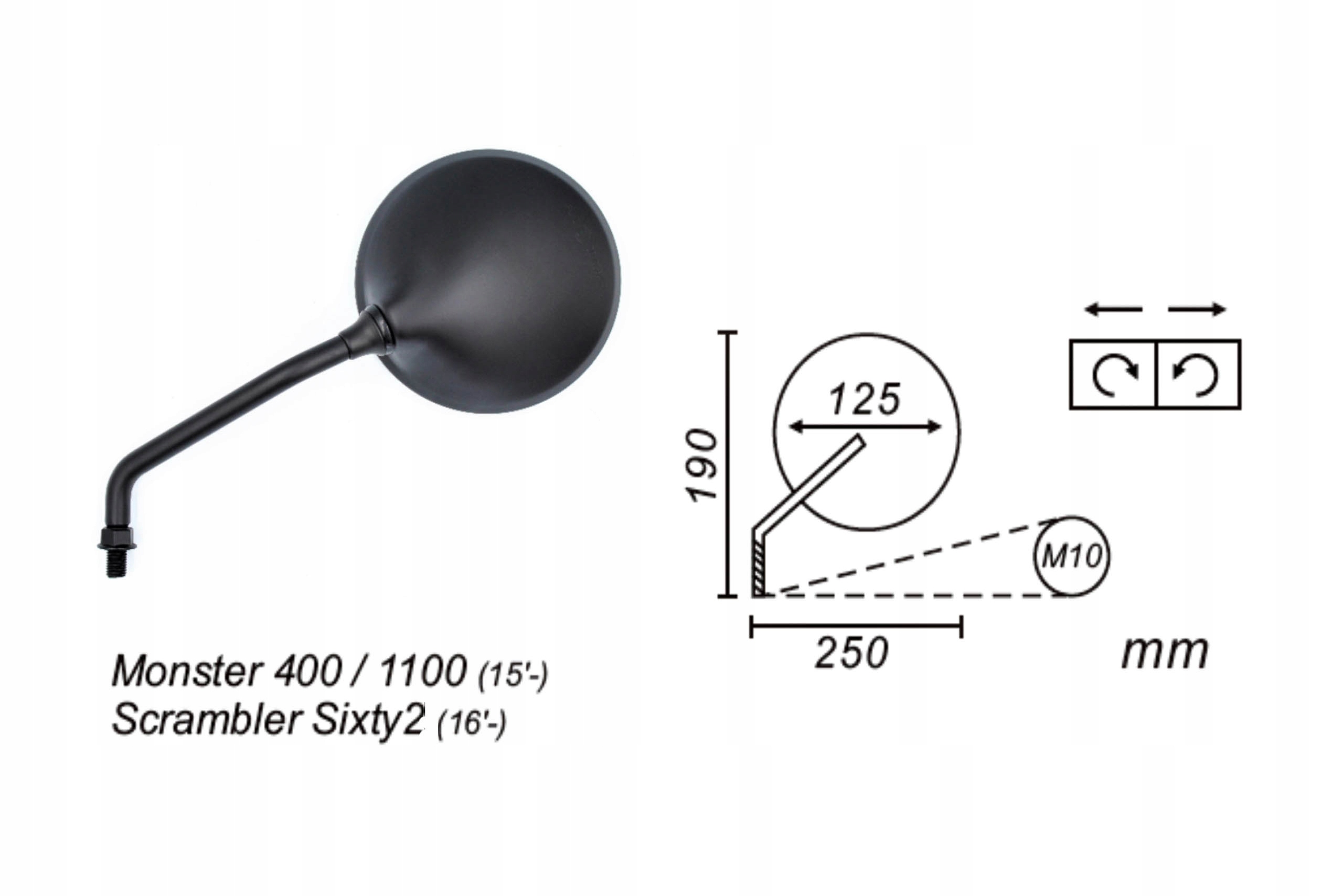 Lusterko lewe Power Force Ducati 400 1100 15- Producent Power Force