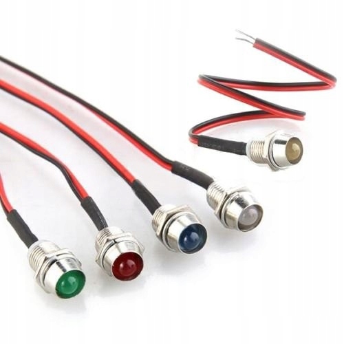 Kontrolka Led 5MM 24V DC Żółta Metalowa Wklęsła