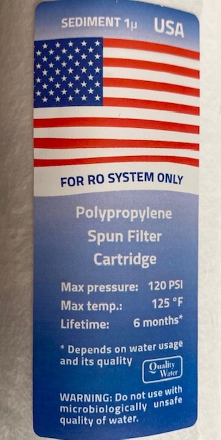 FILTR WKŁAD PIANKOWY POLIPROPYLENOWY 1 mik OSMOZA Liczba wkładów 1