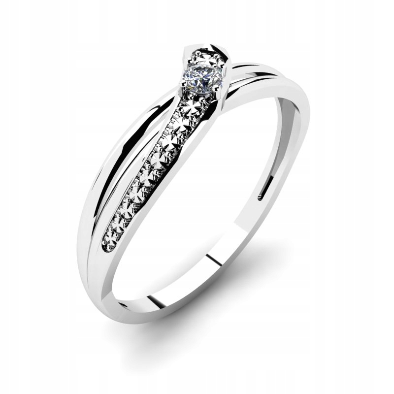 

Pierścionek Z Białego Złota Z Brylantem Naturalnym