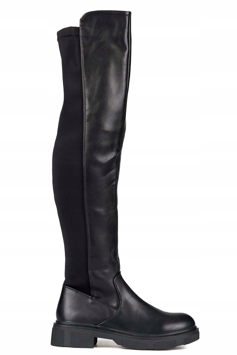 Ploché Zateplené Kozačky Elastický Zadní Díl 39