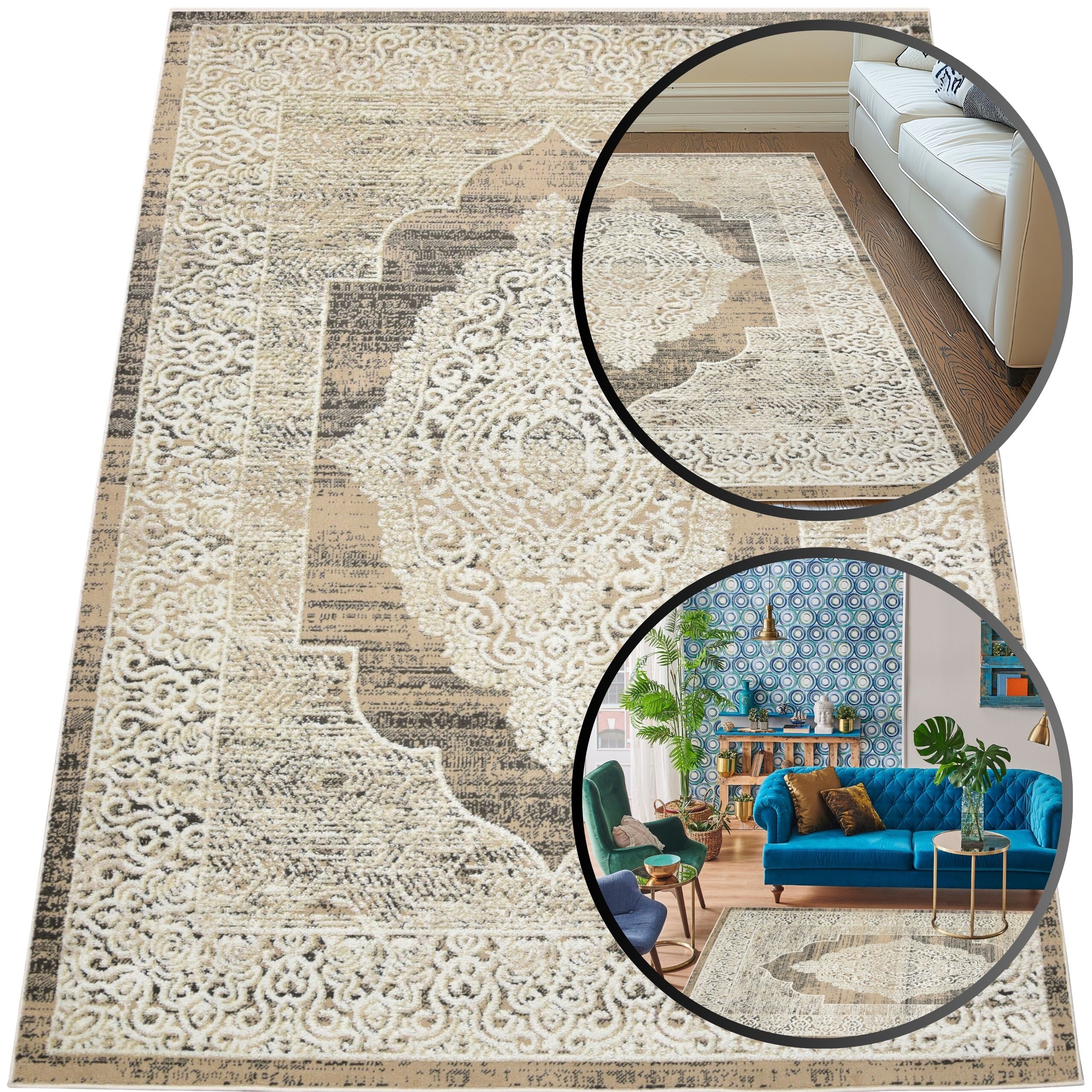 Orientalny Turecki Dywan Laila Beżowy Dywanik Dywany Do Salonu 200x300