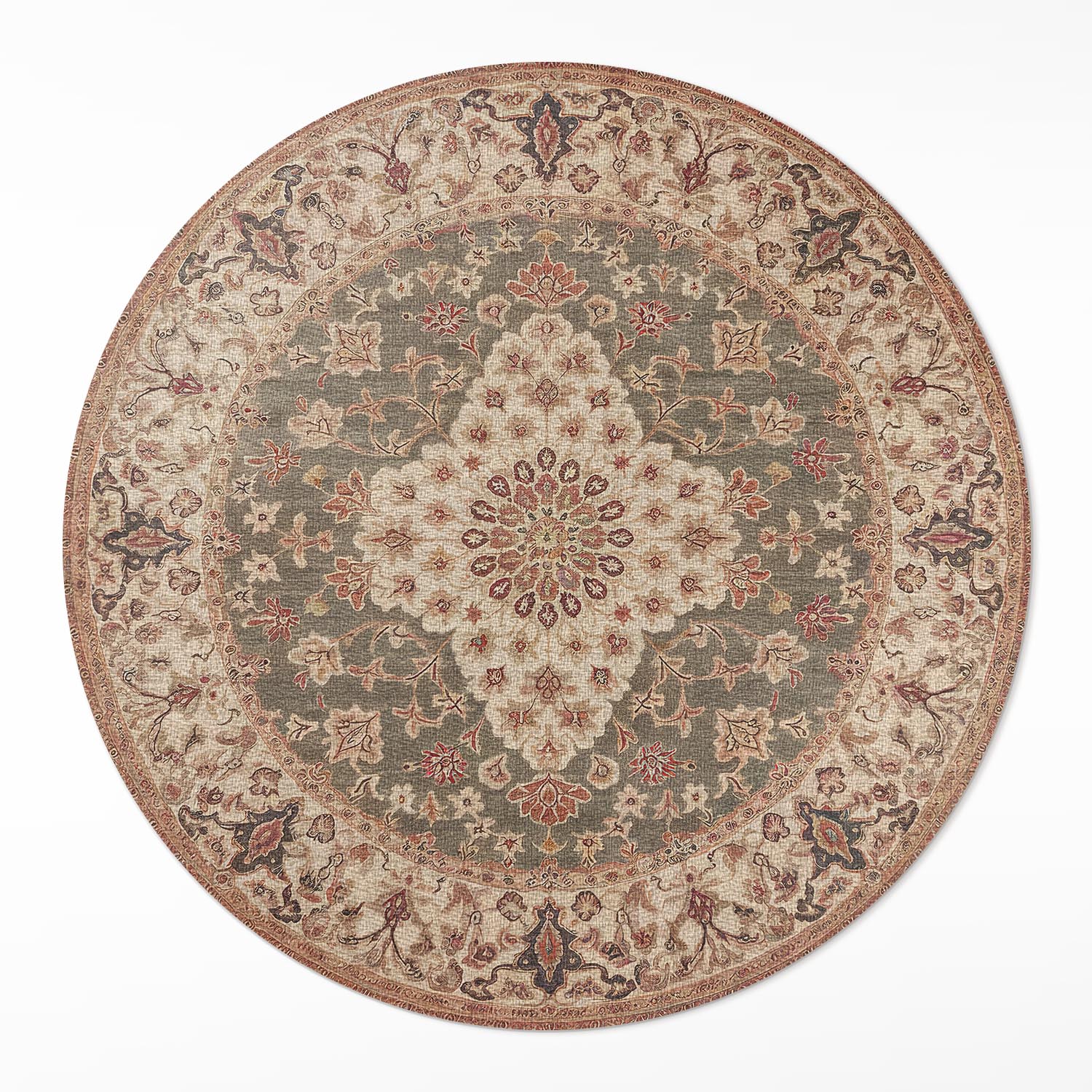 Dekoratívny okrúhly vnútorný koberec Perzské motívy plné bohatstva ⌀ 110 cm