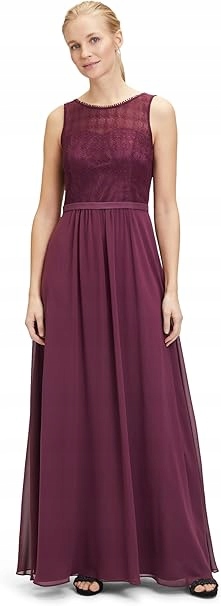 Vera Mont Bordó Šaty Maxi S Trychtýřovým Výstřihem A Tylem 38 Jpc