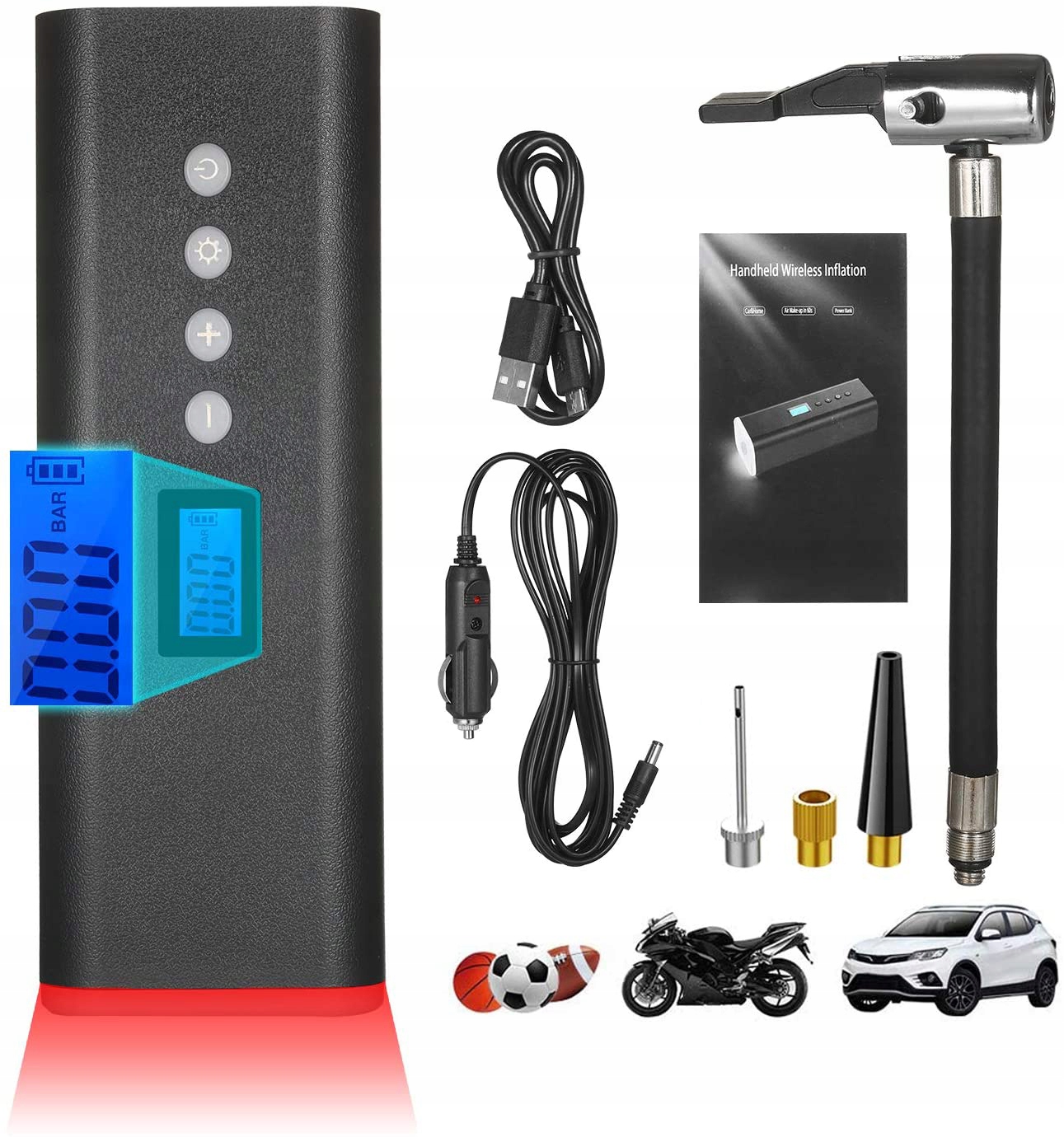 

Elektryczna Pompka Rowerowa Samochodowa Powerbank